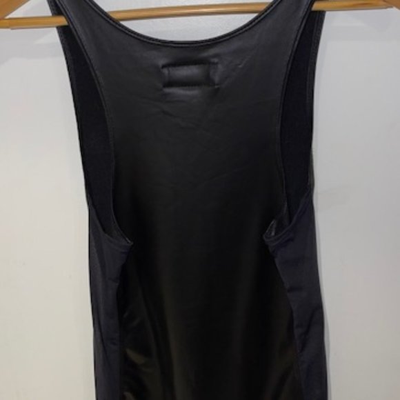 Men's Black Pleather Body Suit Romper - Picture 2 of 2
